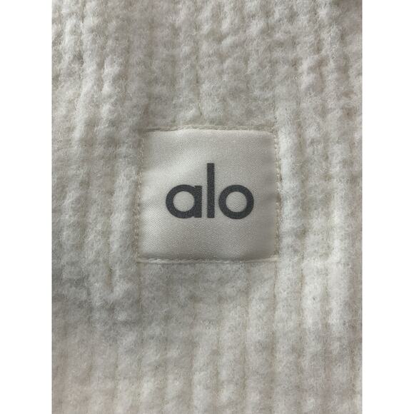 Alo Yoga 'Snuggle' Ivory Nylon Up Sweater High-Waist Wide Leg Pant Size S - Picture 4 of 6